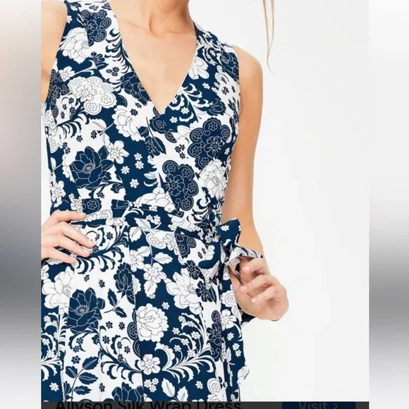 Boden Dress NWT Allyson silk wrap dress US 8 blue white floral print - Picture 7 of 9